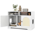 43 Inches Cat Litter Box Enclosure with Storage and Double Rooms-White