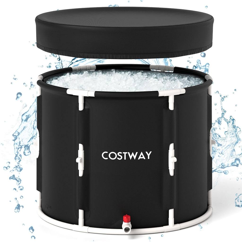 66 Gal Foldable Ice Bath Tub with Lid for Adult