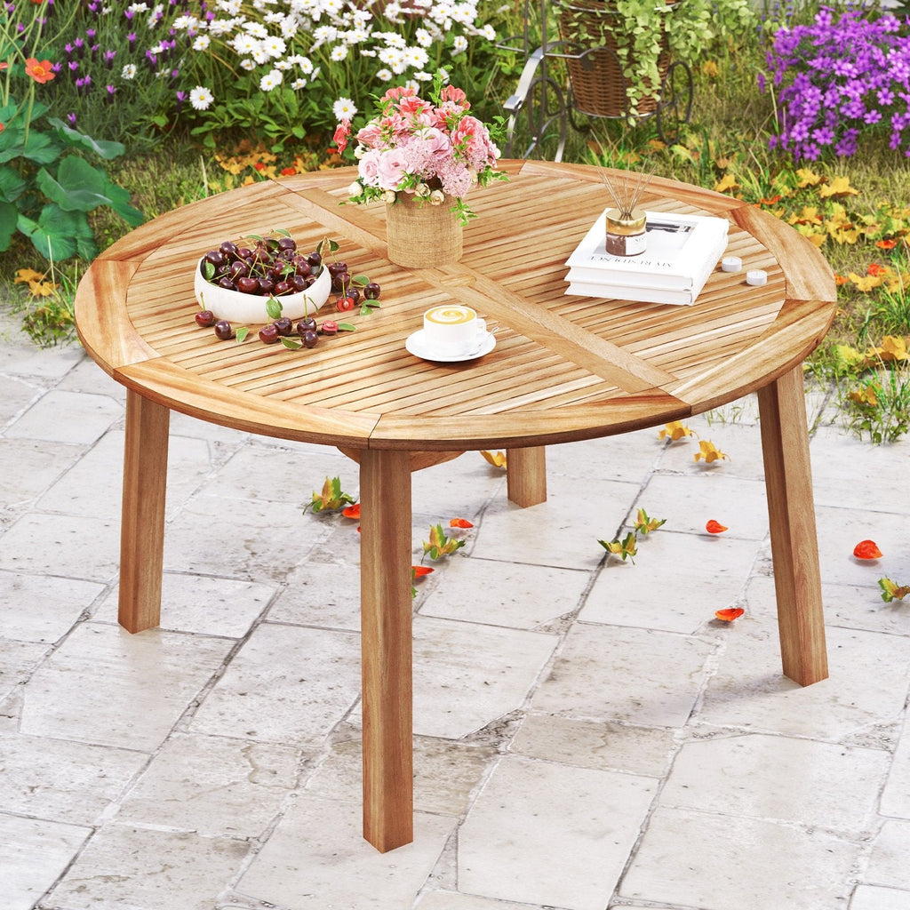 53 Inch Outdoor Acacia Wood Dining Table for 4-6 People