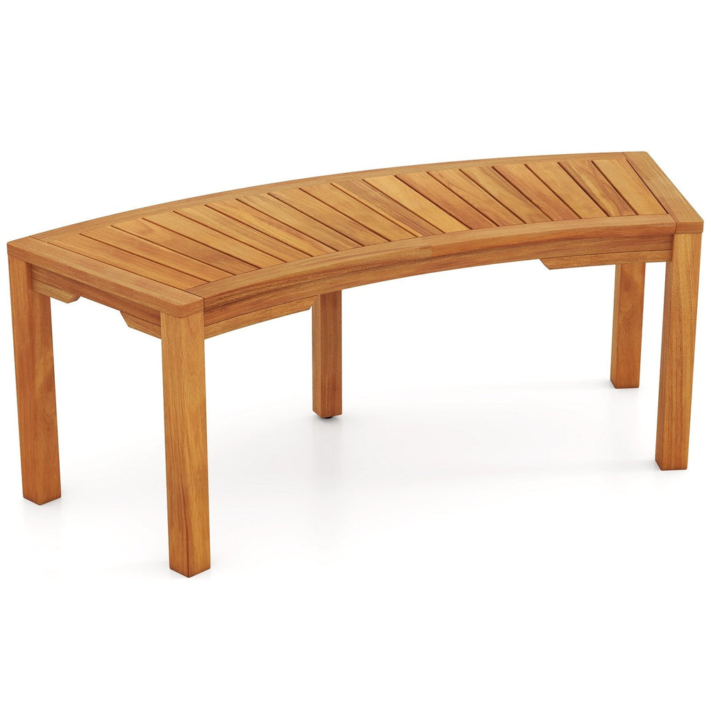 Set of 2 Outdoor Bench Acacia Wood Curved Garden Bench 2-Person