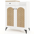 2-Door Shoe Rack Organizer with Drawer and 6 Removable Shelves-White