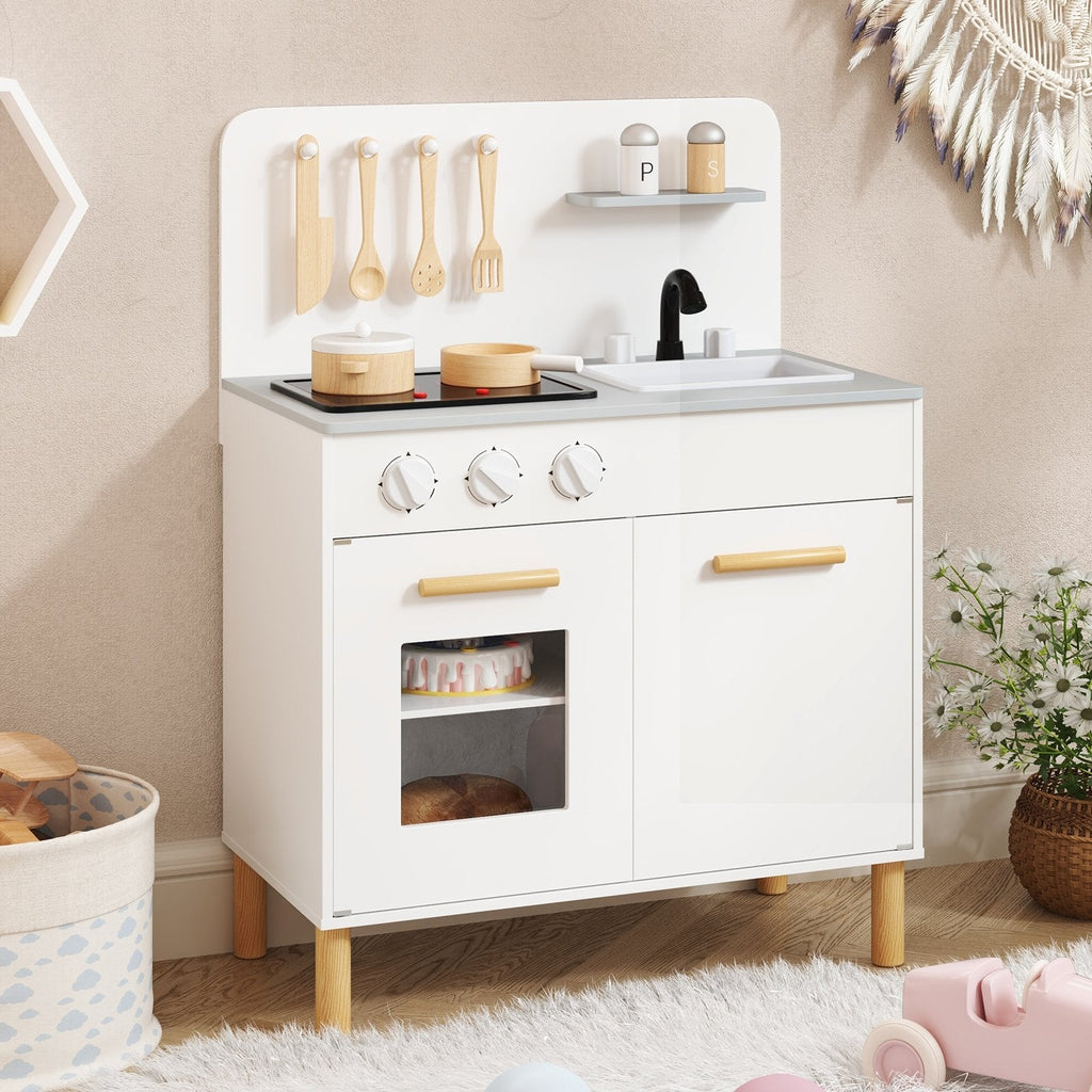 Kids Kitchen Playset with Cooking Accessories and Storage-Pink