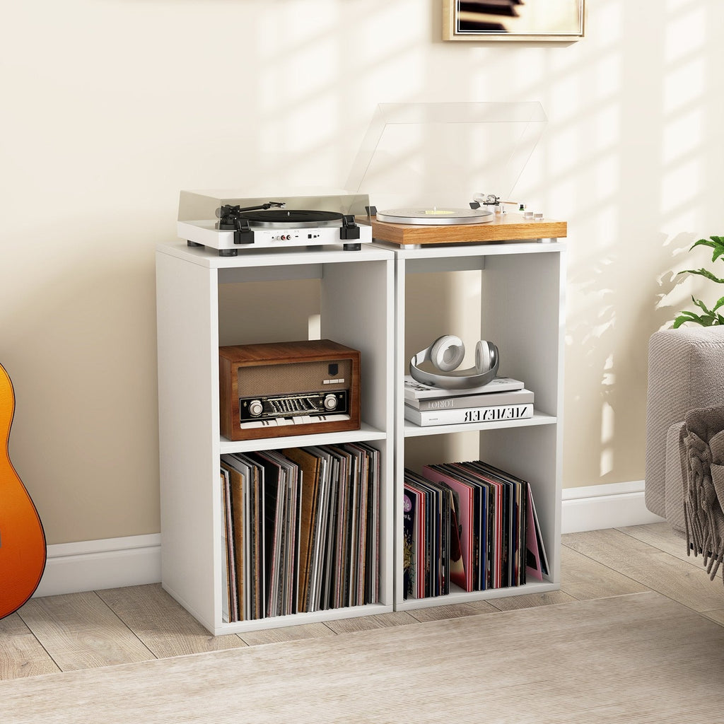2 Cube Bookshelf with Back Guardrail for Living Room Bedroom-White