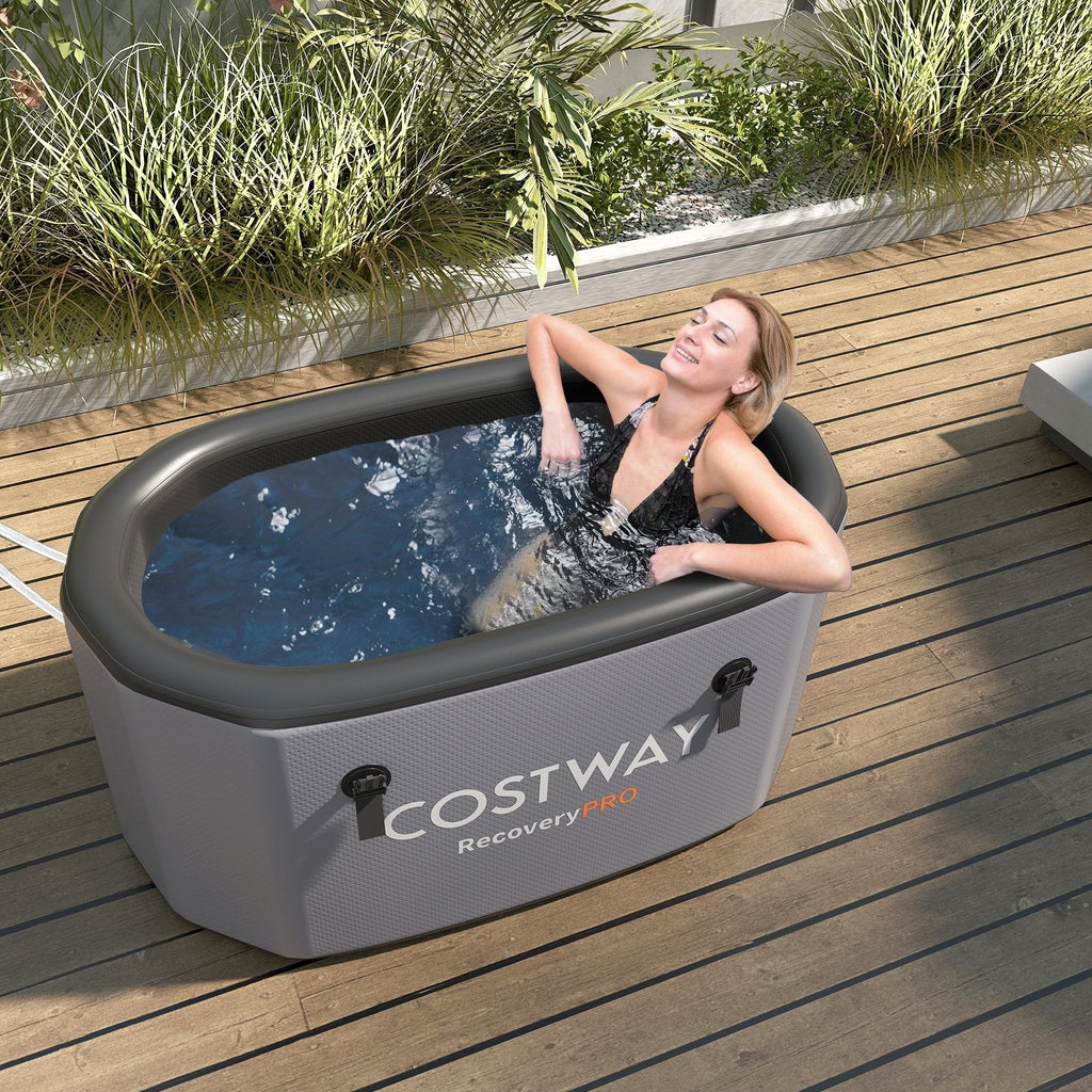 Portable Ice Bath Tub for Home with Lid and Protective Cover-Black
