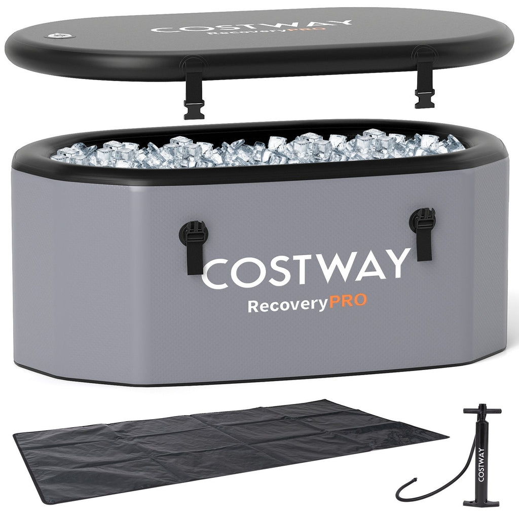 Portable Ice Bath Tub for Home with Lid and Protective Cover-Black