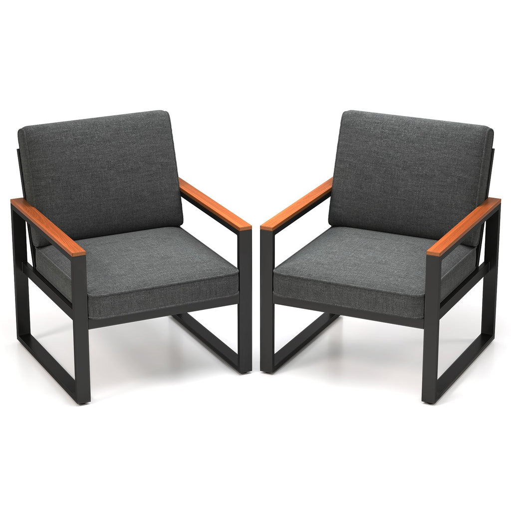 Patio Aluminum Sofa Modern Armchairs Set of 2 for Balcony-Grey