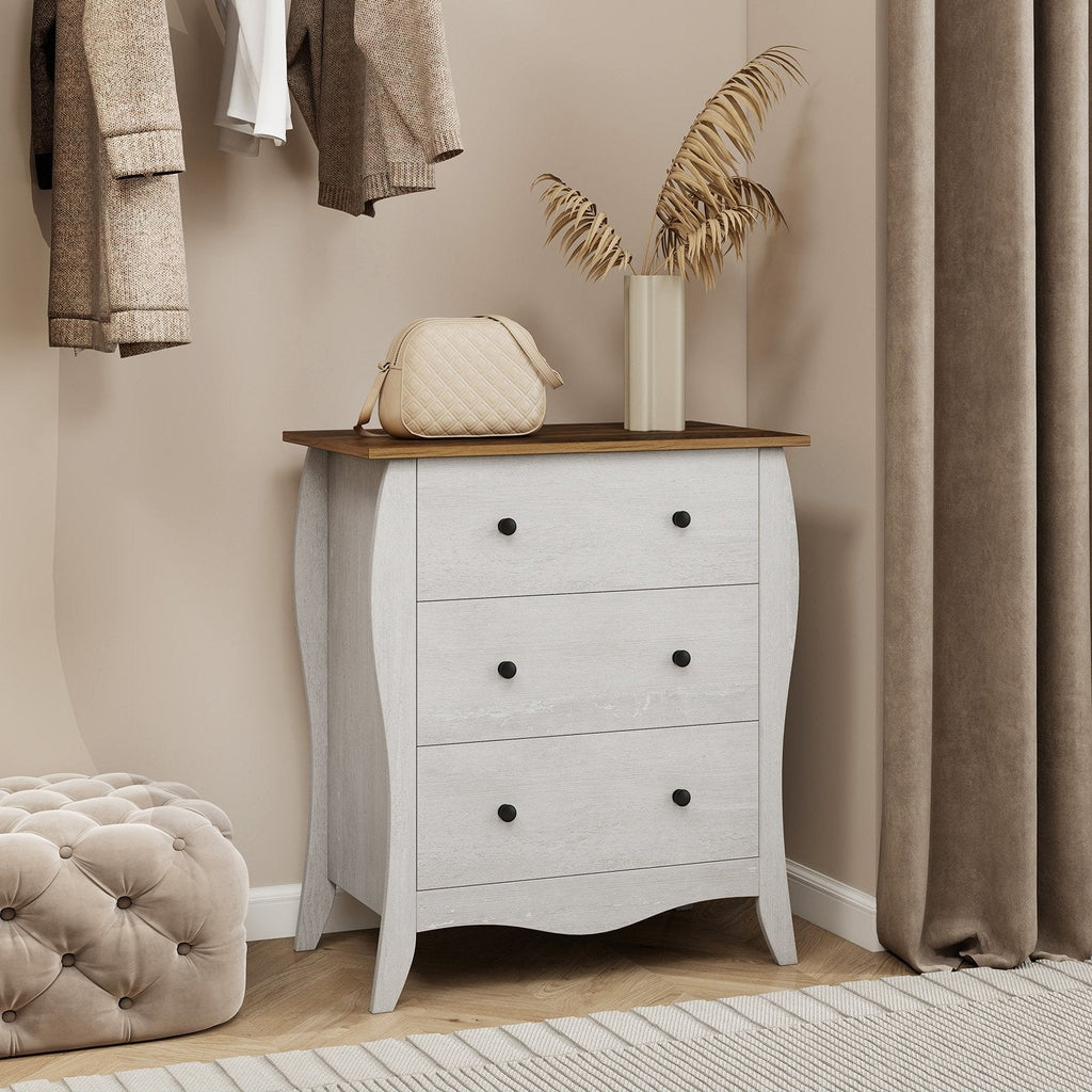 Dresser for Bedroom with 3 Folding Fabric Drawers and Anti-tipping Kit-Brown