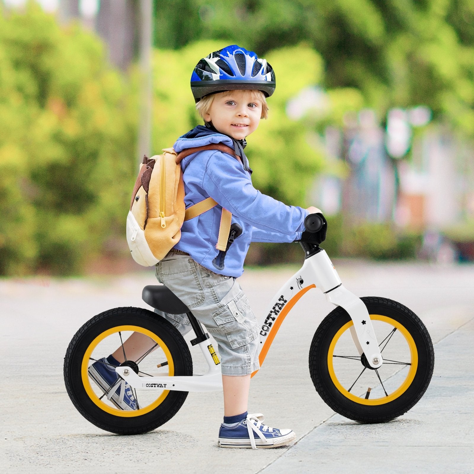 12-Inch Balance Bike with Adjustable Seat and Rotatable Handlebar for Over 36 Months Old-Green