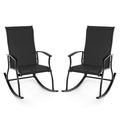 2 Pieces Outdoor Rocking Chairs with Breathable Backrest-Black