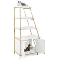 Large Cat Litter Box Enclosure with Storage and Ladder Shelf-Rustic Brown