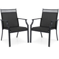 Patio Chairs Set of 2 with All Weather Breathable Fabric-Black