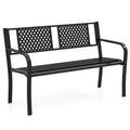 Outdoor Bench Metal Loveseat Patio Bench for 2-3-Person-Black