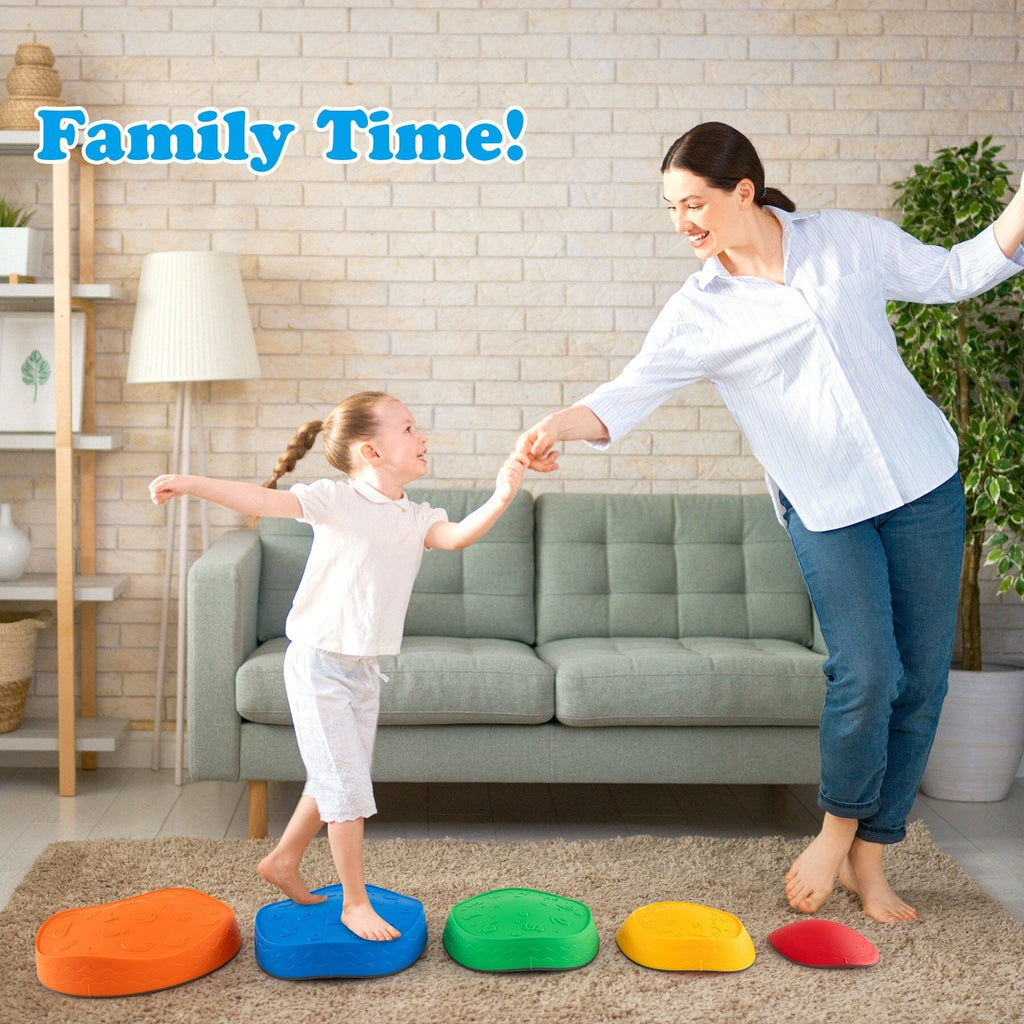 5 Pieces Kids Stepping Stones Stackable Round Indoor Outdoor-Multicolor