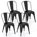Metal Dining Chairs Set of 4 with Removable Backrest for Dining Room Restaurant Living Room-Black