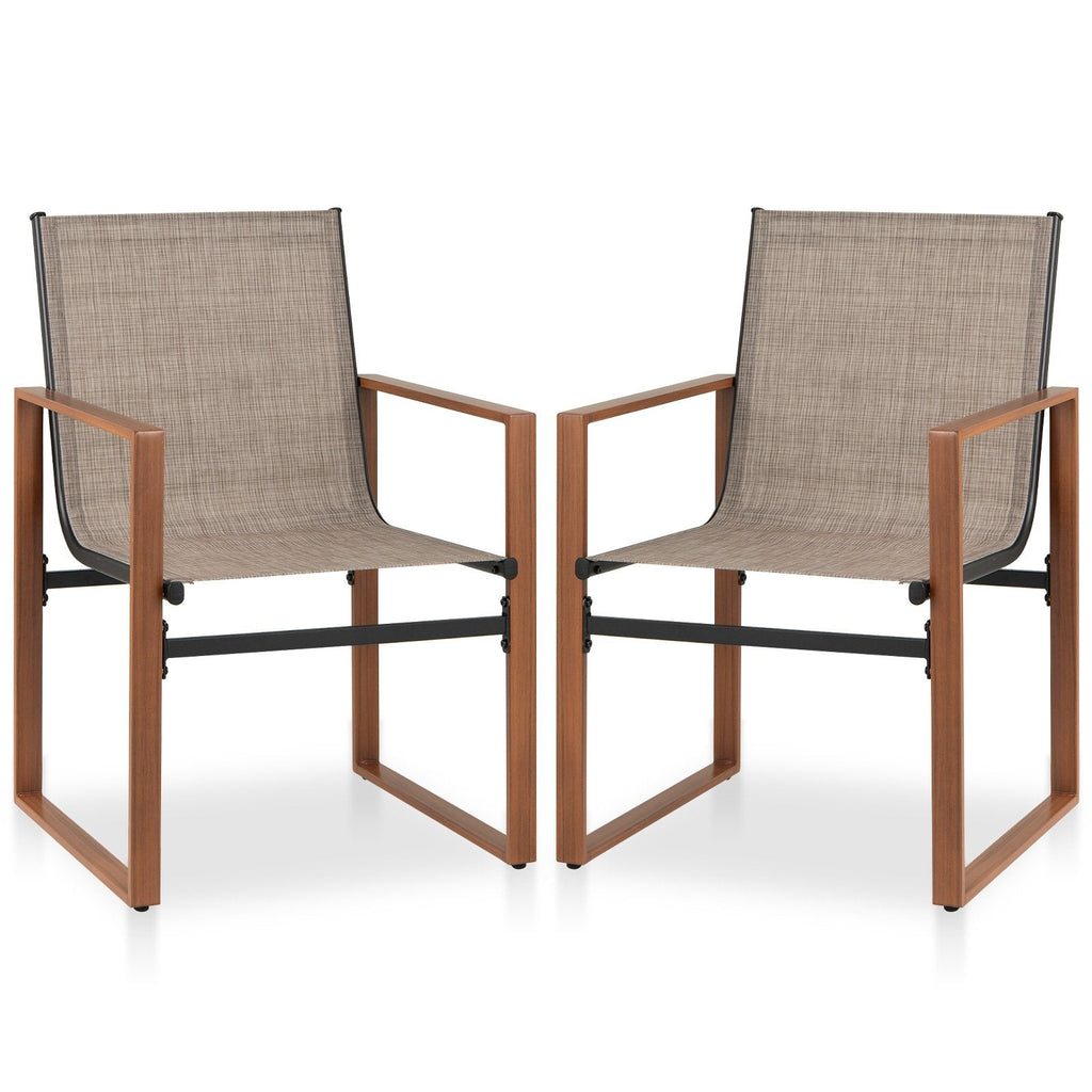 Outdoor Dining Chairs with Breathable Seat and Backrest Set of 2-Black