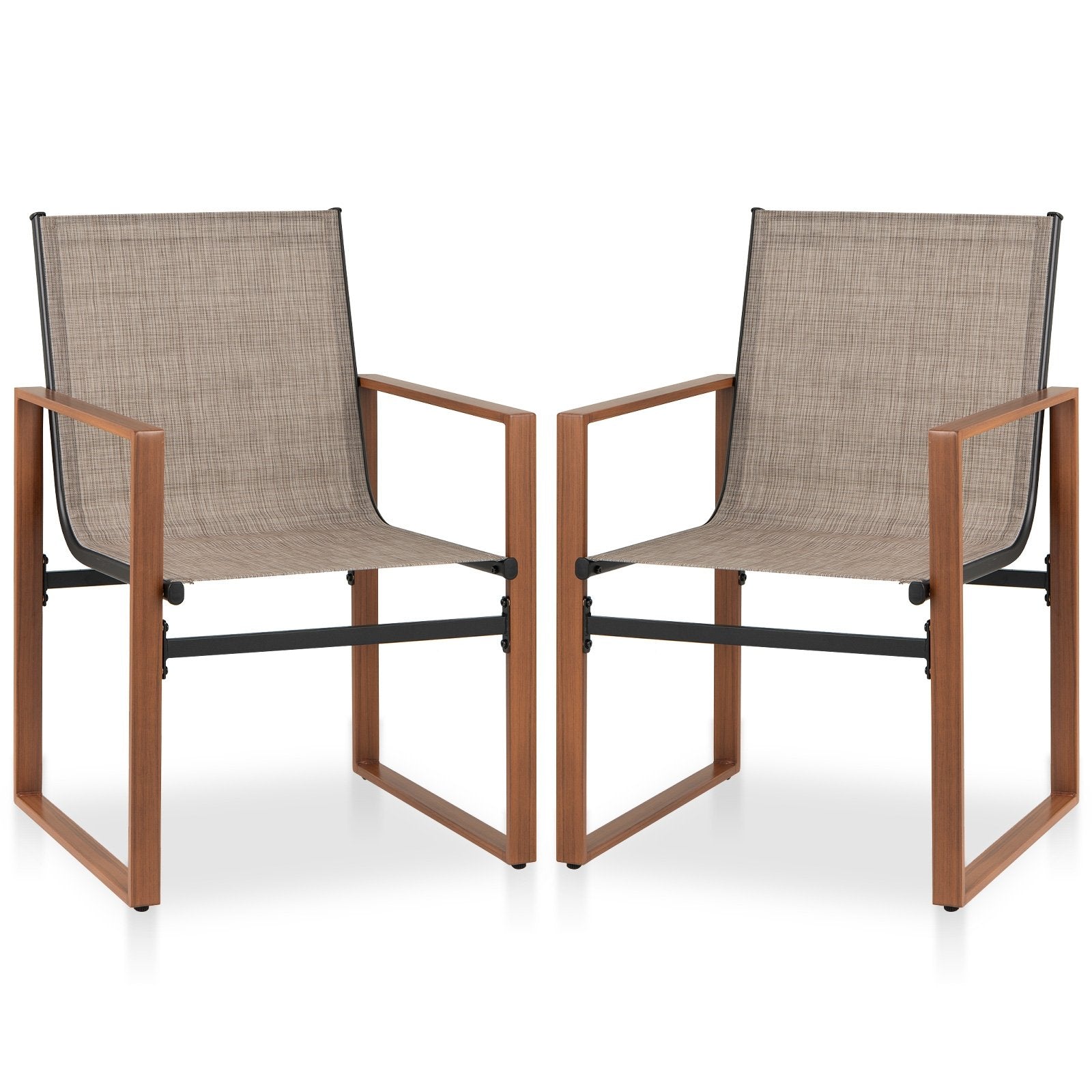 Outdoor Dining Chairs with Breathable Seat and Backrest Set of 2-Black