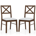 Upholstered Side Dining Chairs Set of 2 with Rubber Wood Frame-Brown