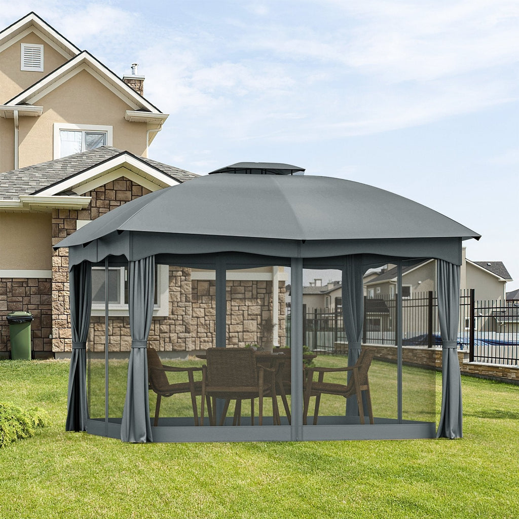 12 x 10 Feet Double Vented Heavy Duty Steel Gazebo Patio Canopy