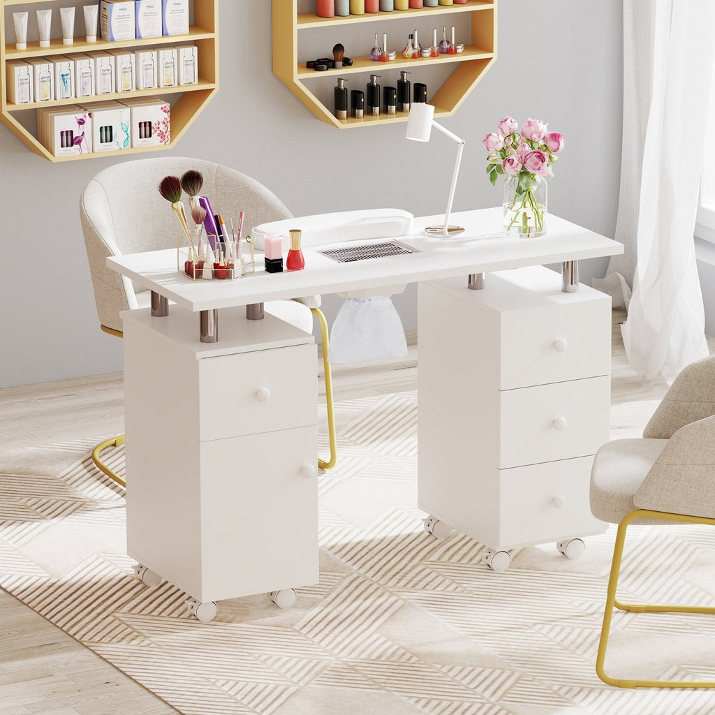 Manicure Table Nail Desk with Electric Dust Collector and 3 Dust Bags-Black