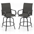 2 Pieces 360 Rotating Bar Stool Set with Armrests for Patio-Black