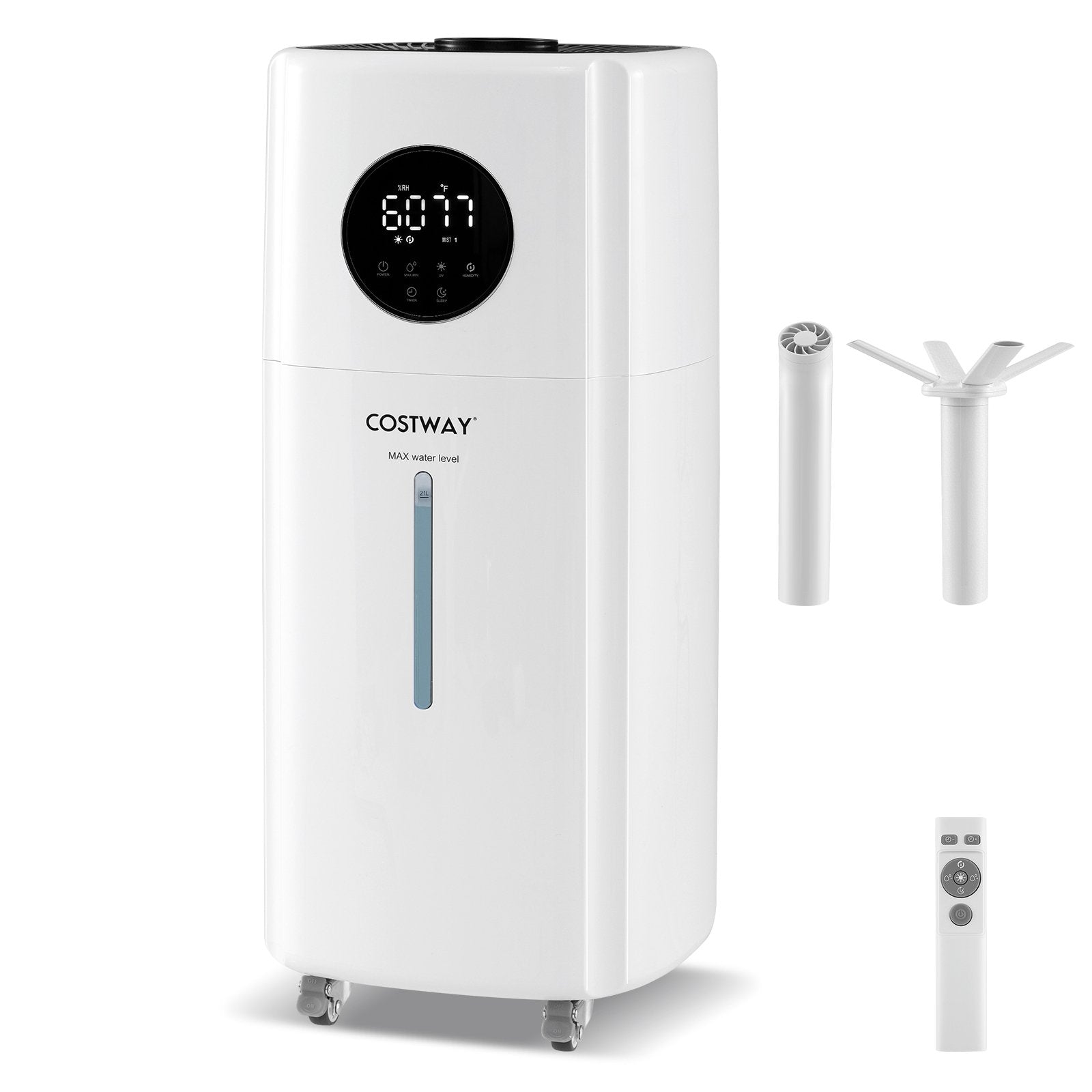 5.5Gal Humidifier with 360° Nozzles and Wheels for Large Room-White