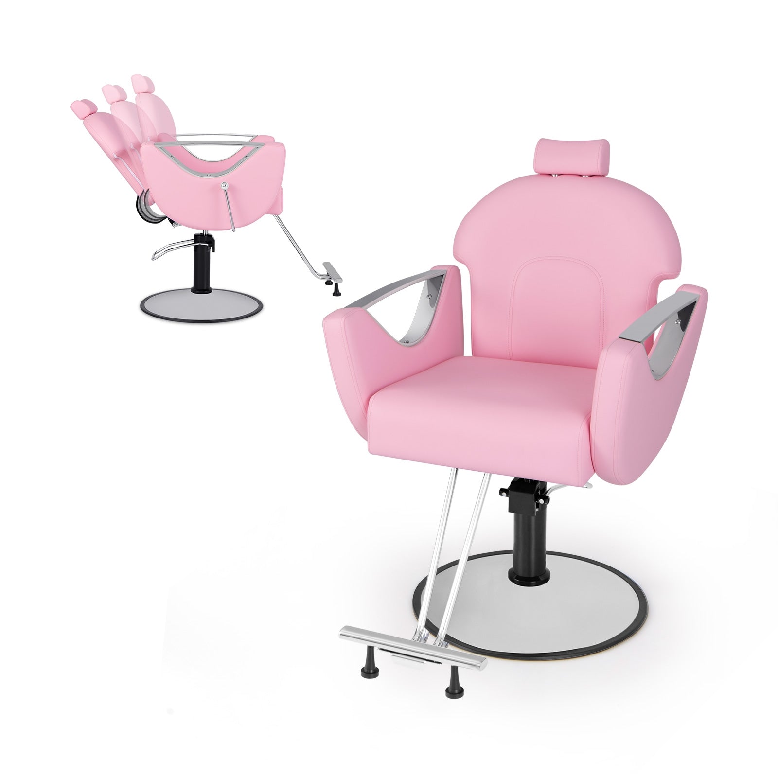 360°Swivel Reclining Salon Chair for Hair Stylist-Black