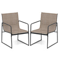 Outdoor Dining Chairs Set of 2 Patio Furniture Chair with Breathable Seat and Backrest-Brown