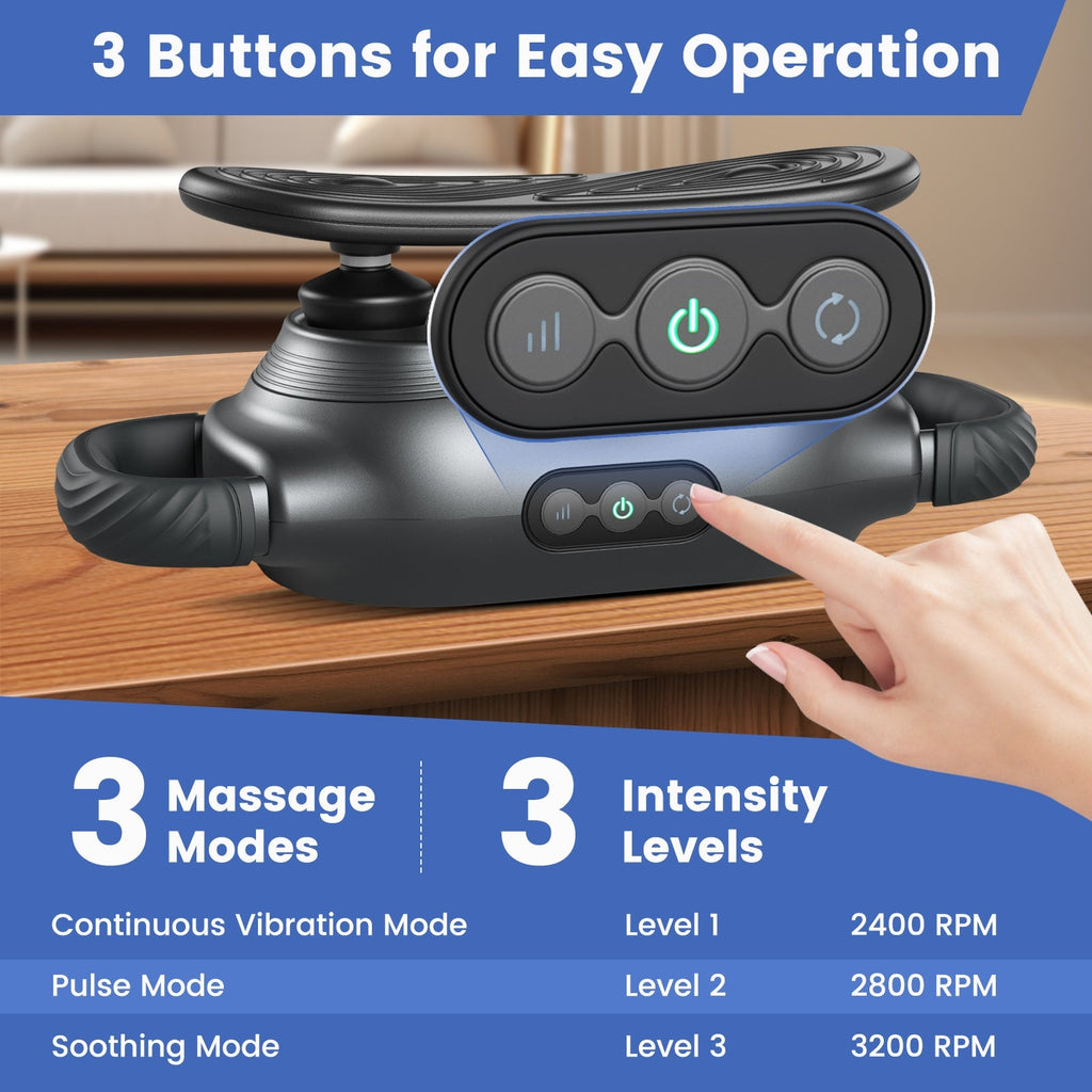 Massage Gun Deep Tissue with 3 Switchable Massage Heads and 3 Modes-Black