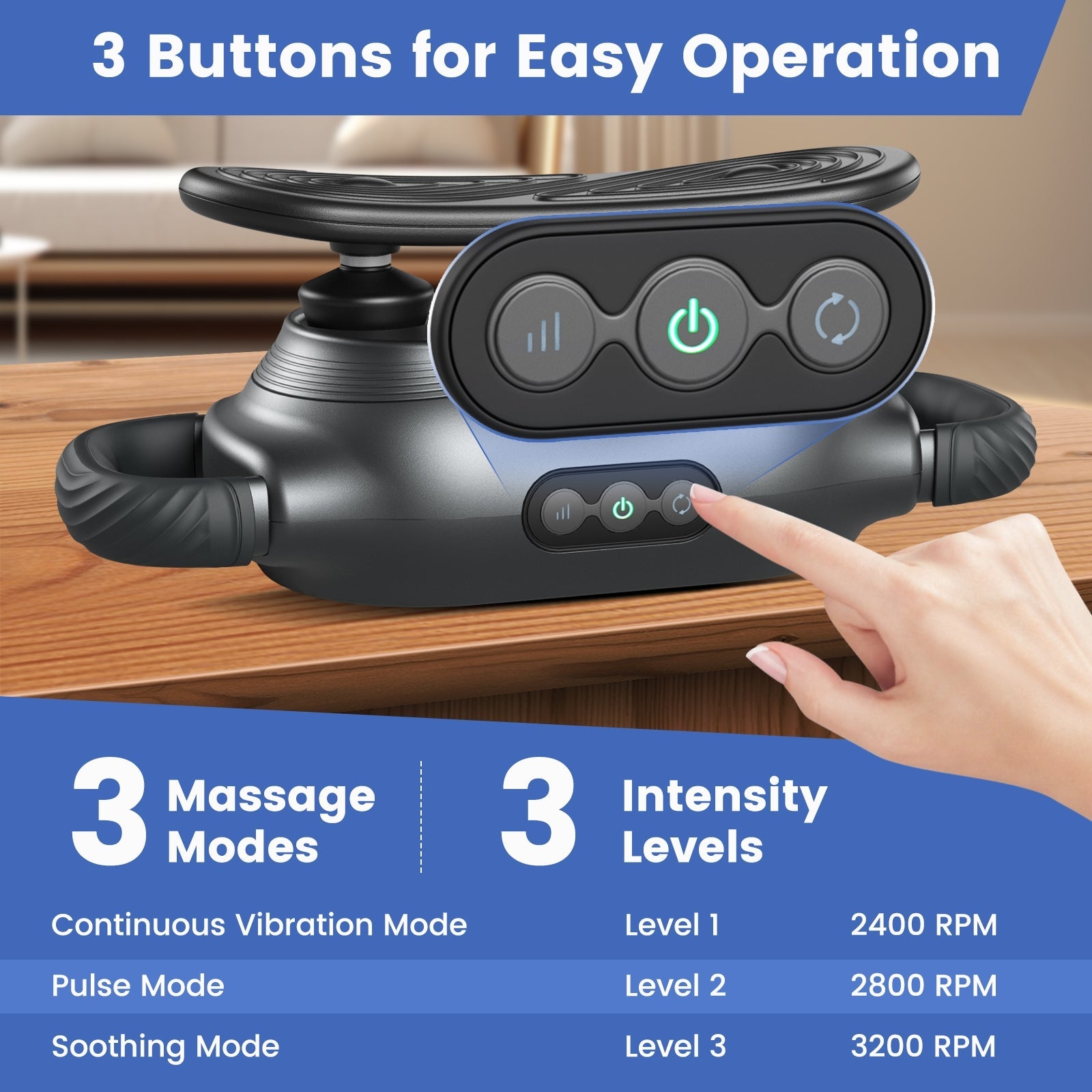 Massage Gun Deep Tissue with 3 Switchable Massage Heads and 3 Modes-Black