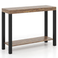 2-Tier Home Bar Table with Open Shelves and Storage for Home Kitchen Living Room Pub-Rustic Brown