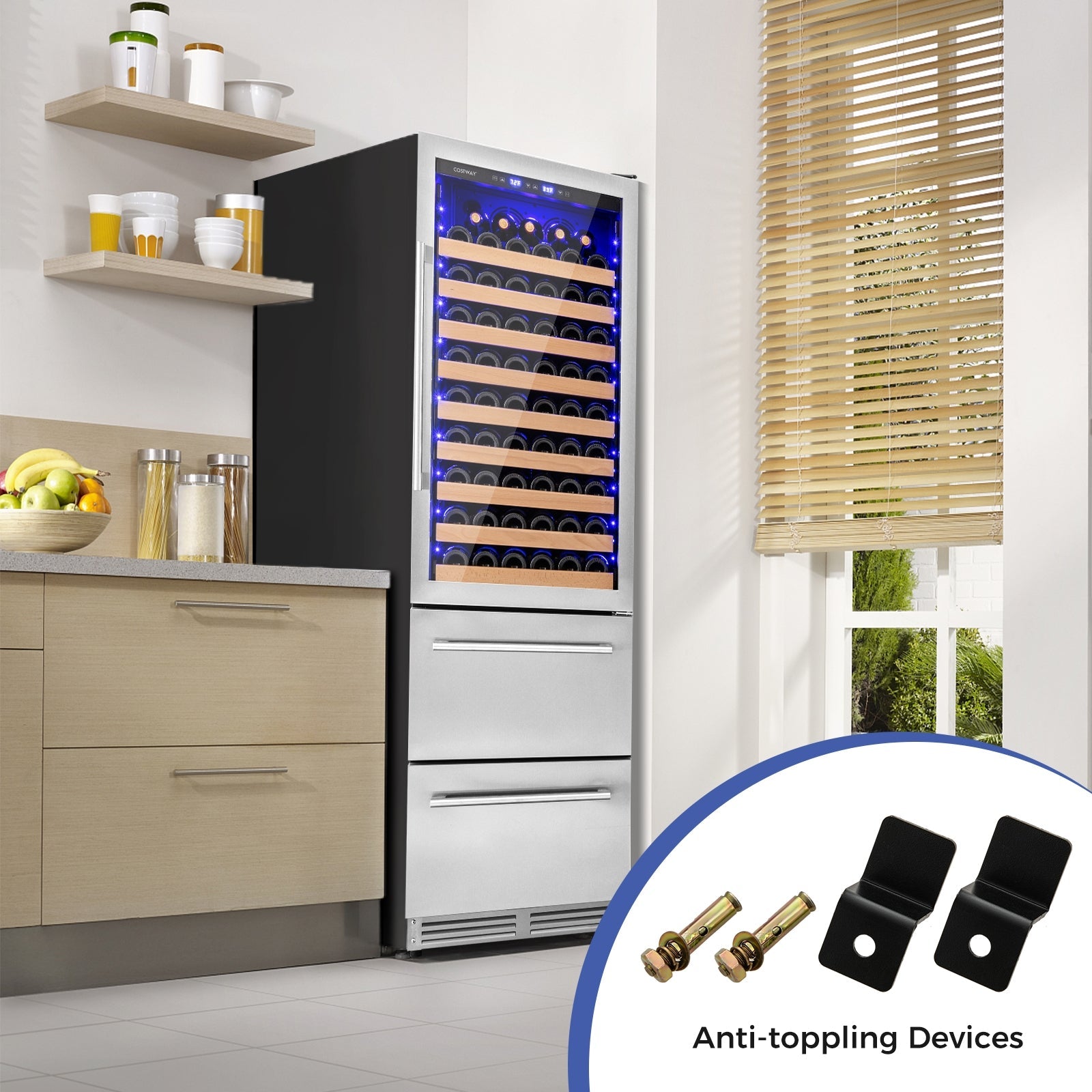 24 Inch Wine and Beverage Refrigerator with Independent Temperature Control-Sliver
