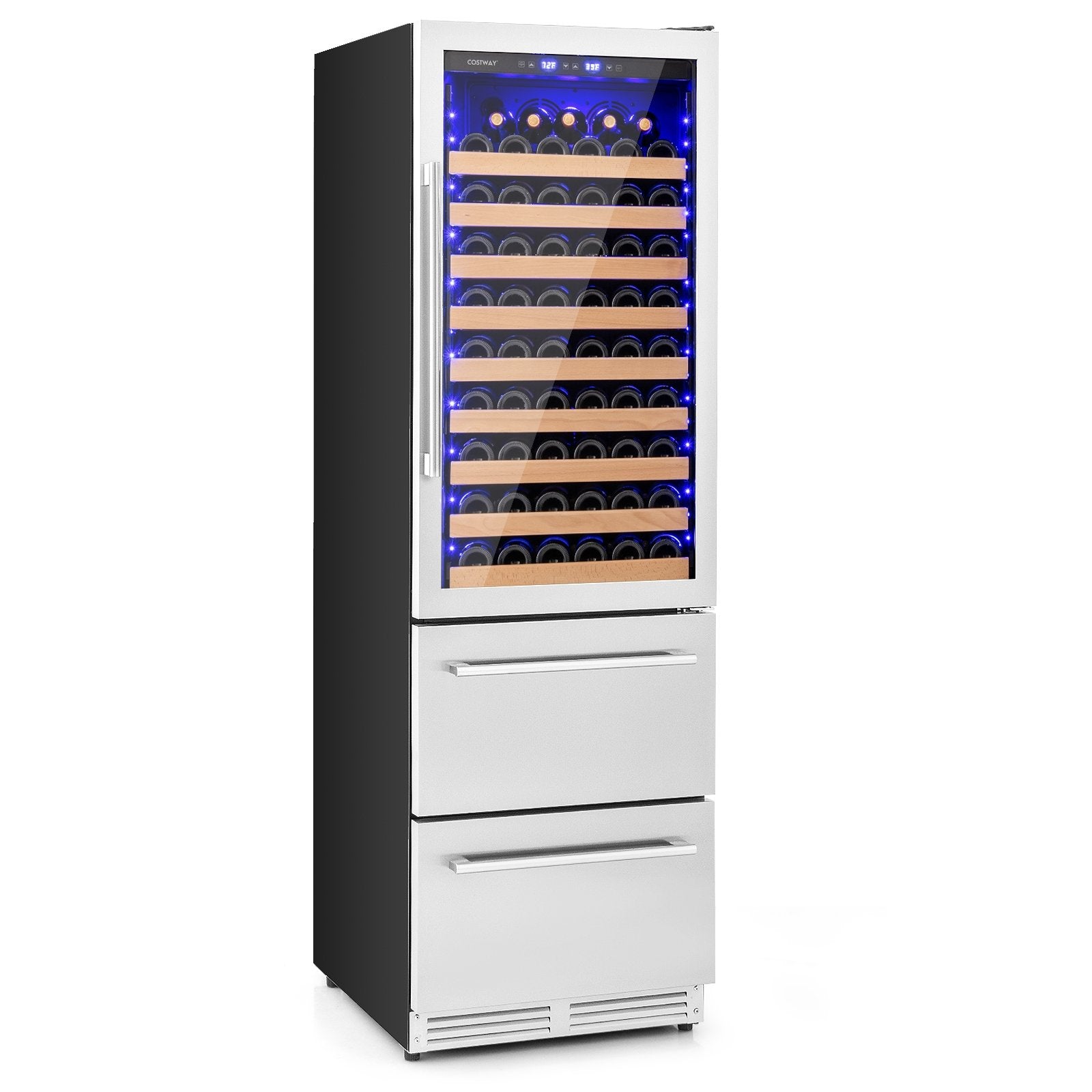 24 Inch Wine and Beverage Refrigerator with Independent Temperature Control-Sliver