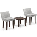 3-Piece Accent Table and Chair Set for Kitchen and Living Room-Brown & Gray