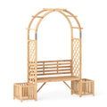 Garden Bench Arbor Arch Wooden Garden Arbor for Climbing Plants-Natural