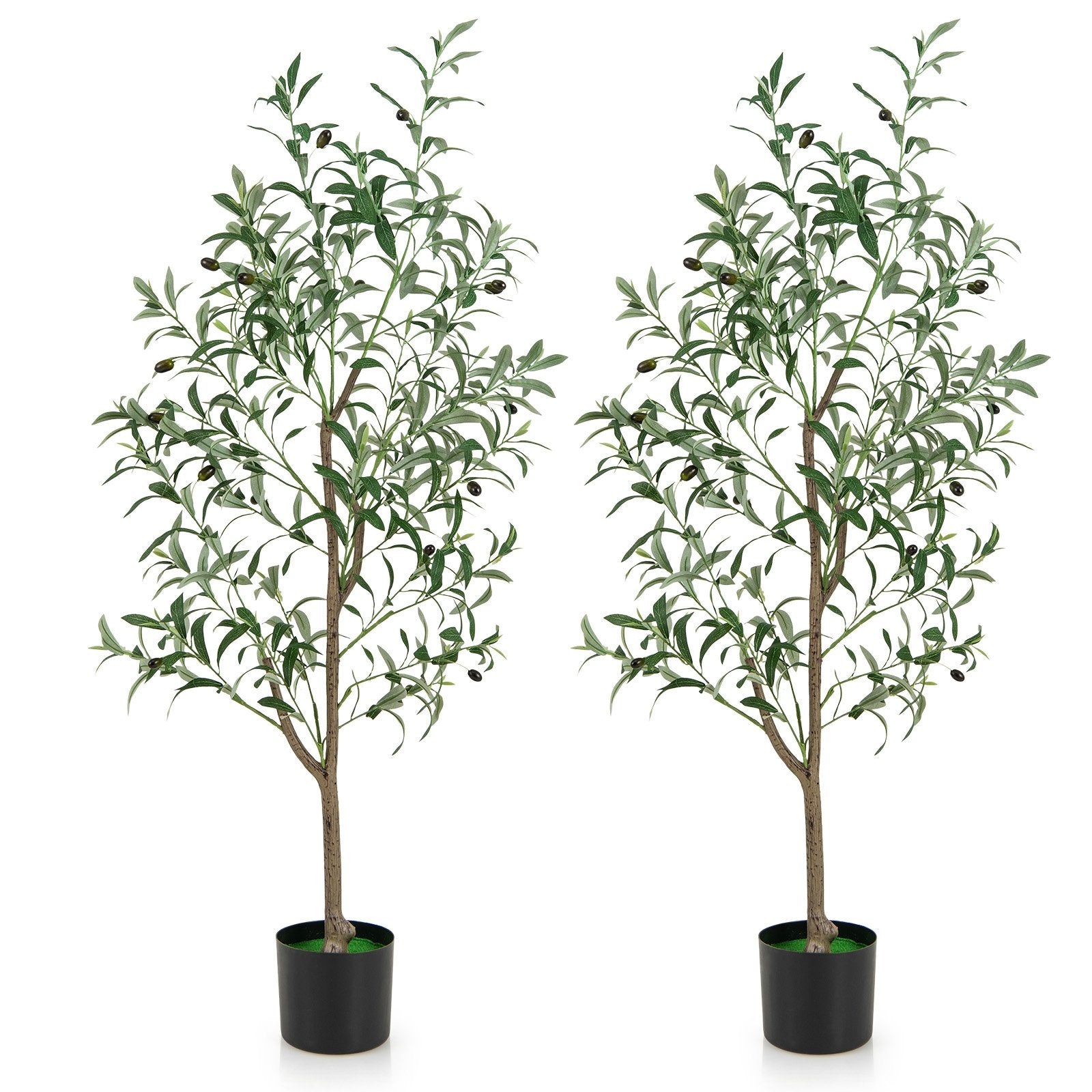 4.5 Feet Tall Artificial Olive Tree Fake Potted Trees with Realistic Fruits-Set of 2