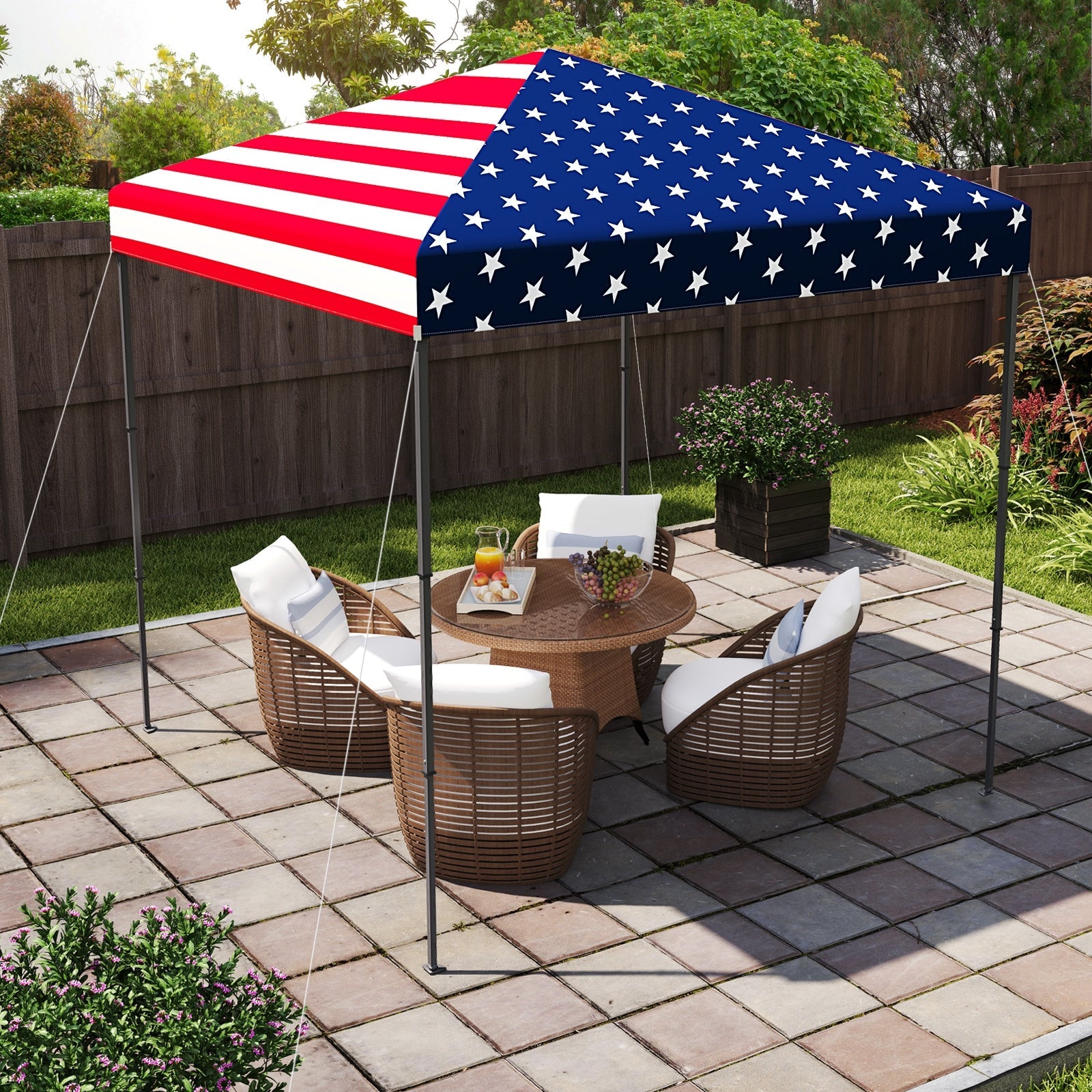 6.6 x 6.6 Feet Outdoor Pop-up Canopy Tent with UPF 50+ Sun Protection-Blue