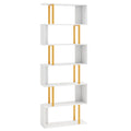 5-Tier/6-Tier Geometric Bookcase with Metal Frame and Anti-tipping Kits-6-Tier