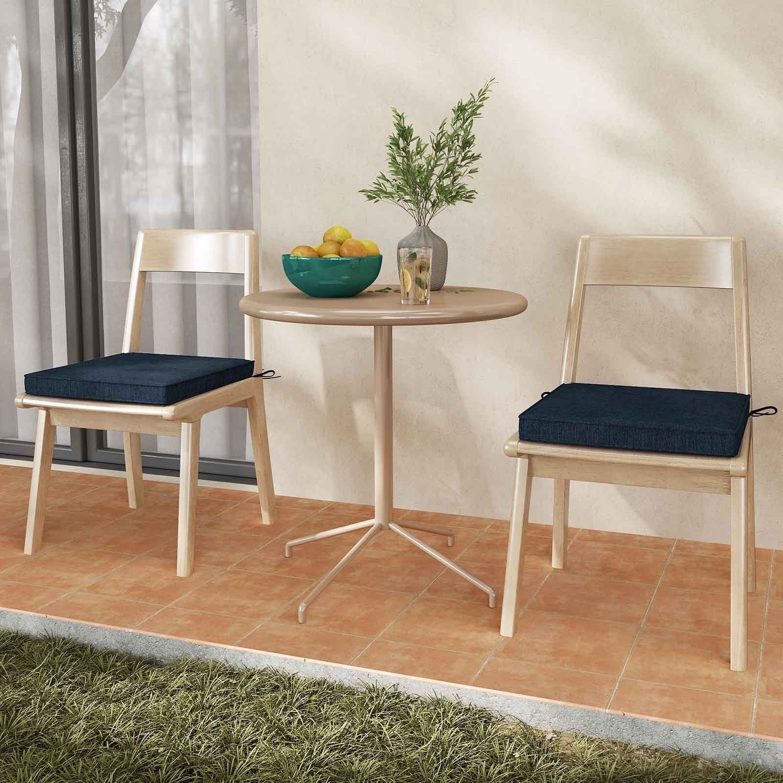 Outdoor Chair Cushion Set of 2 Waterproof Fade-Resistant Olefin Seat Cushions-Black