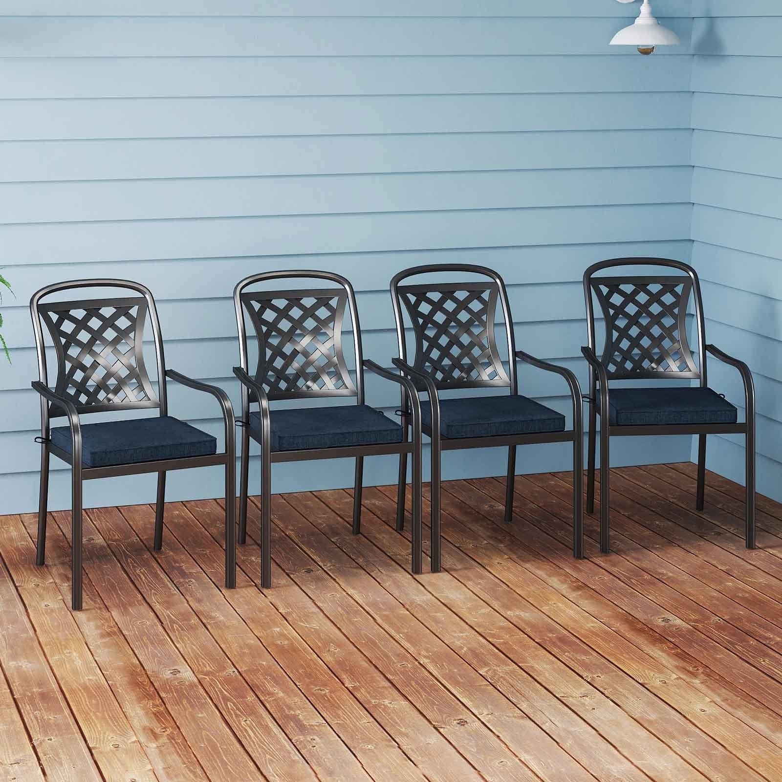 Outdoor Chair Cushion Set of 2 Waterproof Fade-Resistant Olefin Seat Cushions-Black