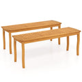 Acacia Wood Outdoor 48" Long Patio Dining Bench-2 Pieces