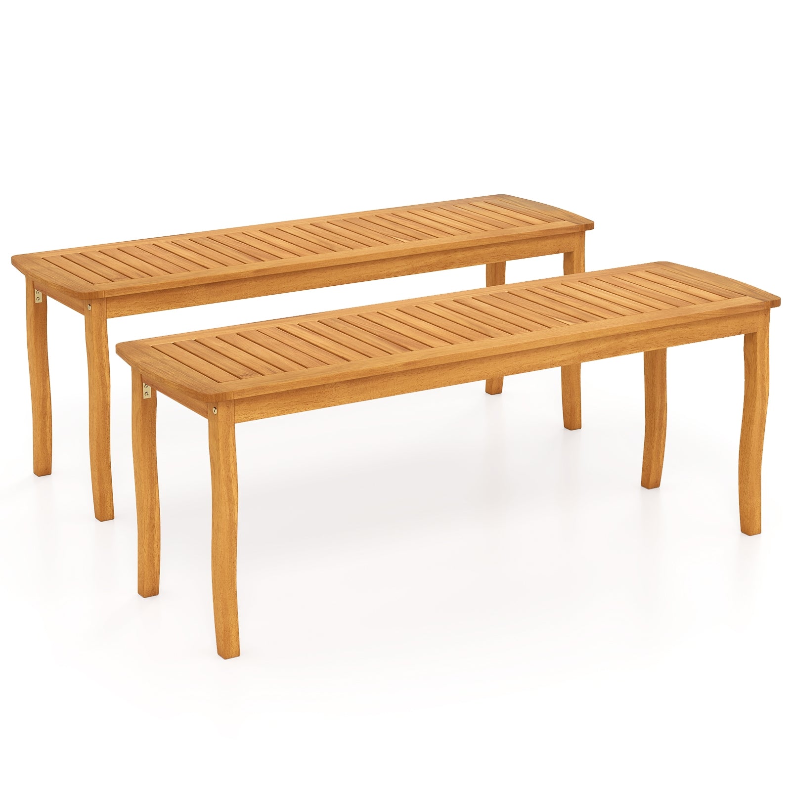 Acacia Wood Outdoor 48" Long Patio Dining Bench-2 Pieces