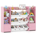 56 inch Large Toy Storage Organizer with 8 Removable Bins and Bookshelf-Gray