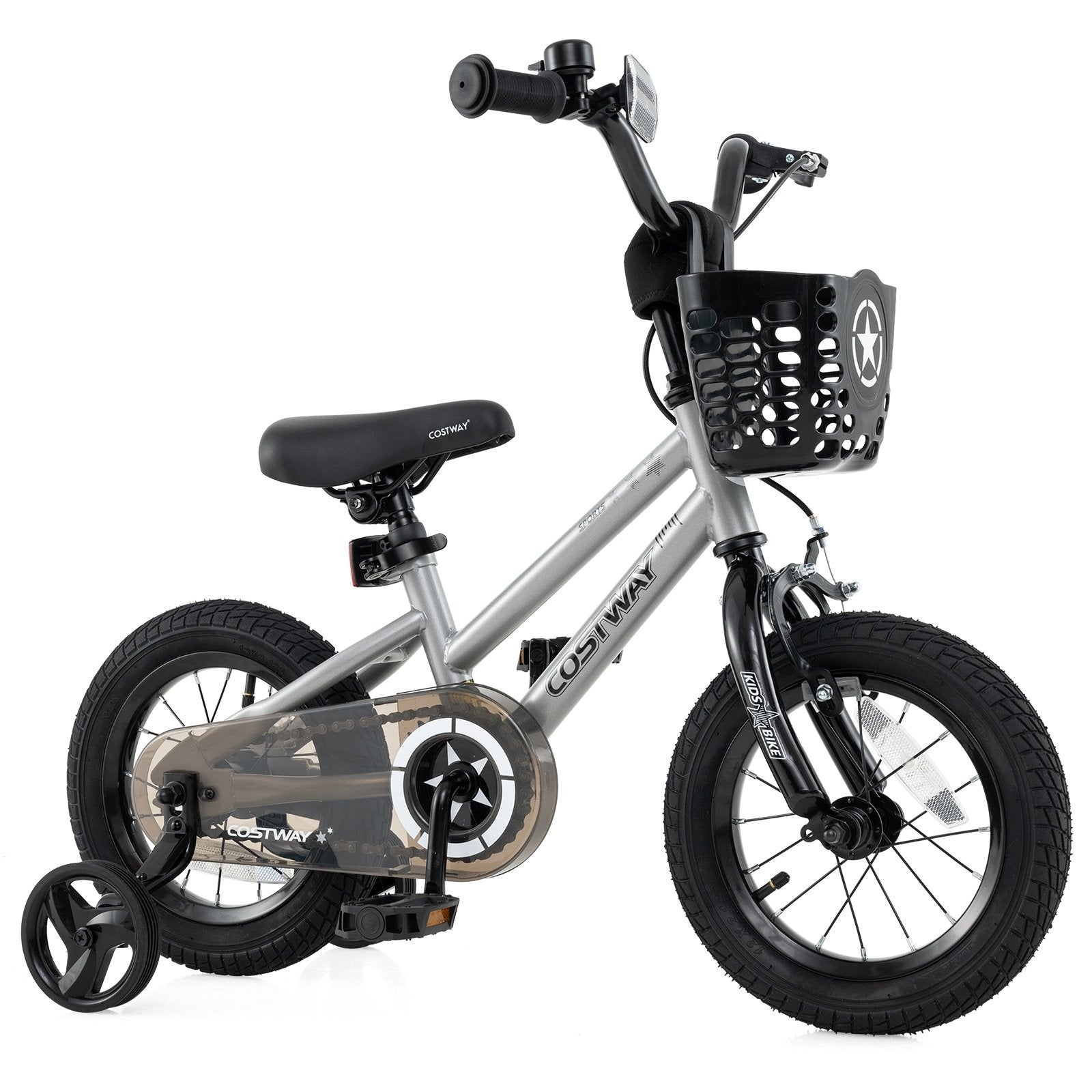 18 Inch Kids Bike Adjustable with Transparent Chain Cover for 4-8 Years Old