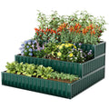 Heavy-Duty Metal Outdoor 3-Tier Raised Garden Bed Planter Box-Black