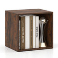 Cube Storage Organizer Stackable Open Book Shelf Wooden Display Shelving Unit-Rustic Brown