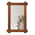 Wood Framed Mirror with Acacia Wood Frame and Vintage Rivet Design Brown-S