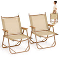 Folding Camp Chairs Set of 2 Lightweight Beach Chairs-Beige