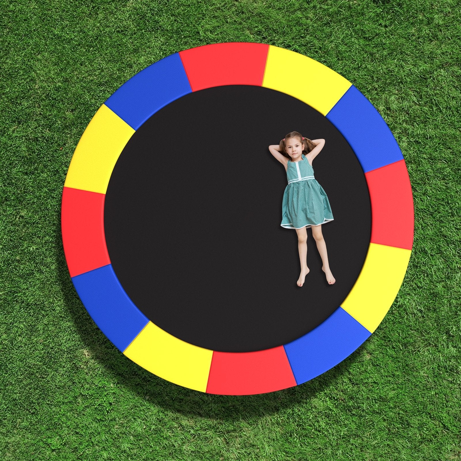 8-16 FT Trampoline Pad Replacement Safety Pad with Fixing Straps (Multicolor)-15FT