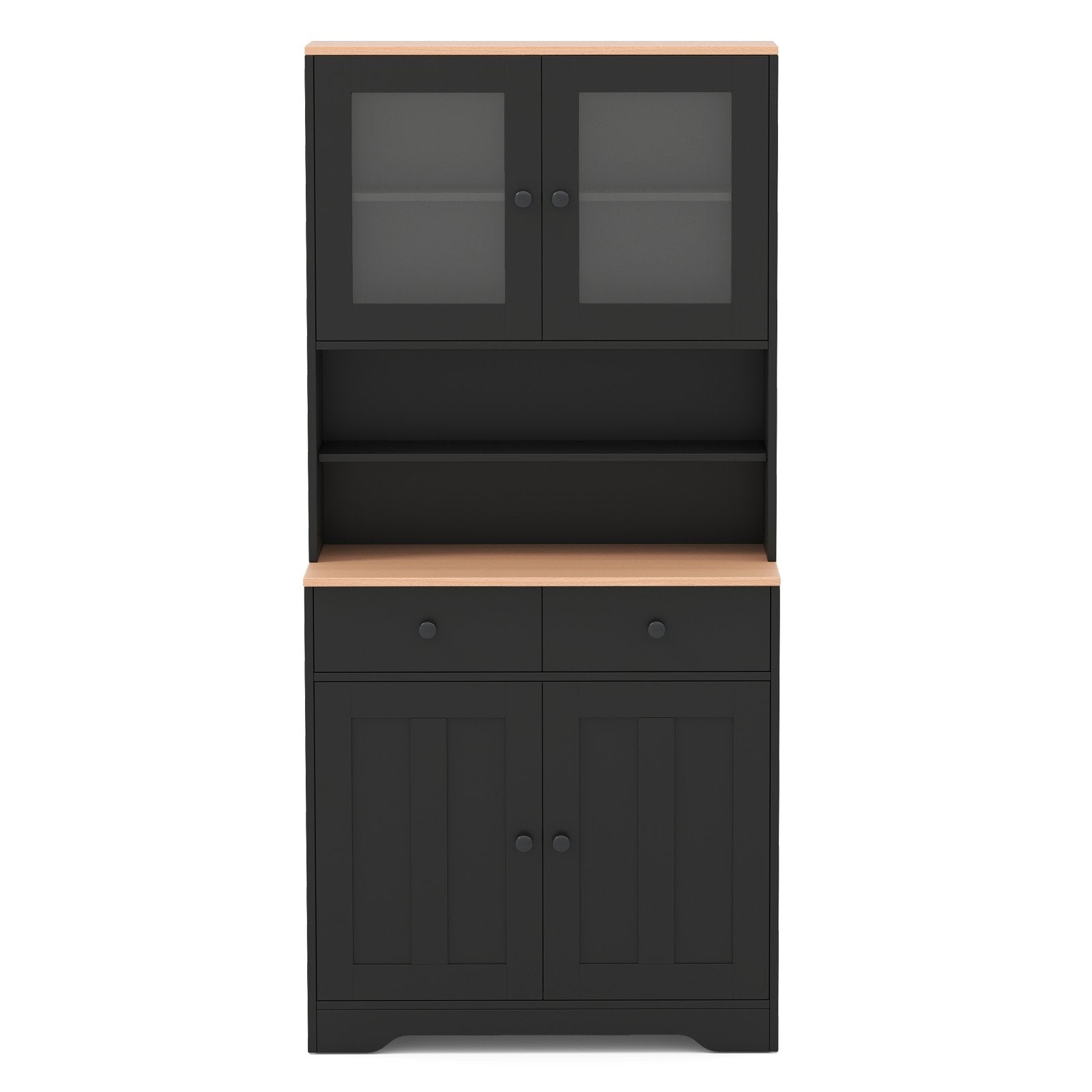 Pantry Cabinet with 2 Removable Shelves-Black