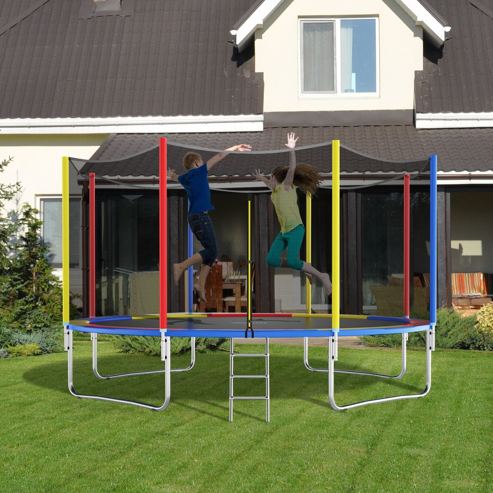 8-16 FT Trampoline Pad Replacement Safety Pad with Fixing Straps (Multicolor)-15FT